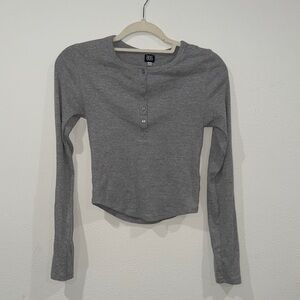 BDG Charcoal Long Sleeve Henley Top